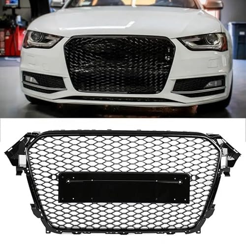gzqfc Auto Frontstoßstange Kühlergrill Front Gitter für Audi A4 B8.5 Modified RS4 2013 2014 2015 2016, WetterfestKühlergitter Kühlergrill Frontgrill Waben-Kühlergrill Dekoration Abdeckung Zubehör