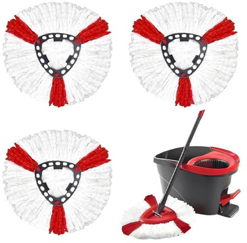 3 Stück Ersatzkopf für Vileda Wischmopp, Moppköpfe, Mikrofaser Wischmopp Ersatzköpfe, Mopp-Ersatzteile für Vileda Turbo 2-in-1 EasyWring&Clean Bodenwischer
