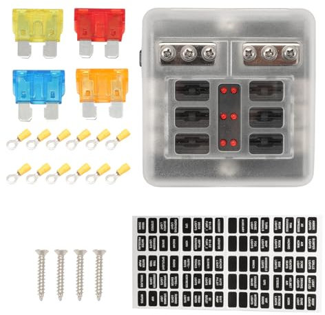 ZEALfix Porte-fusibles à 6 voies pour véhicule, boîte à fusibles pour camping-car, bateau, caravane, camping-car, remorque, distributeur d'alimentation 12v -32v