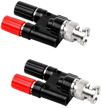 Kaslaider 2 Stück BNC Stecker auf Dual 4 mm Bananen Buchse Binding Post, RF Coaxial Splitter Doppelt Verbinder Jack, BNC auf Binding Post Splitter für Oszilloskop-Kabel, Hohe Genauigkeit