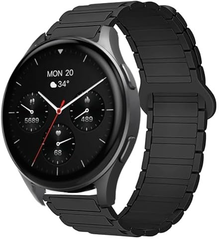 Blueshaweu 18mm 20mm Armband Kompatibel Für Hama Smartwatch 8900 1,32“ / 8900 1,43, Weiches Silikon Ganz Magnetisch Einstellbar Uhrarmband Kompatibel mit Hama 8900 Smartwatch (schwarz, 20mm)