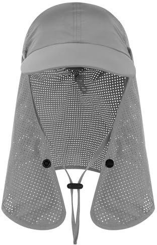 TAGVO Schnell Trocknende Baseballkappe mit Abnehmbarem Nackenschutz, Multifunktional UV-Schutz Leichte Faltbar Atmungsaktiv Kappe Fischerhut, Outdoor Sonnenhut Wanderhut Gartenhut Herren Damen