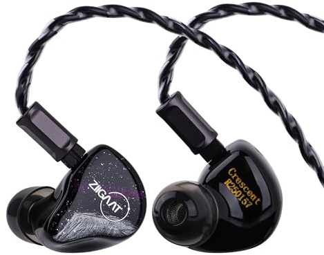 LINSOUL ZiiGaat Crescent In-Ear-Monitor, Hochwertig 2DD+2BA Hybrid IEM Kopfhörer, Isobarischer Bass, Analoger Vintage-Klang, 3D-gedruckte Kunstharz-Muschel, mit Abnehmbarem Kabel für Musiker/Studio