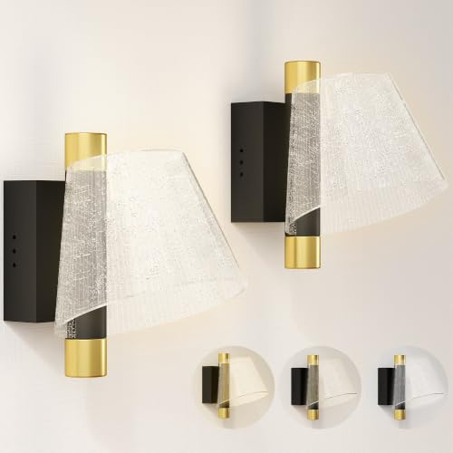 HOMCOM Led Wall Lamp 2 Pack, 5W Modern Indoor Starry Wall Light, Colour Temperature Adjustable 3000K/4000K/6500K, for Bedroom, Living Room, Hallway, Stairs, Black