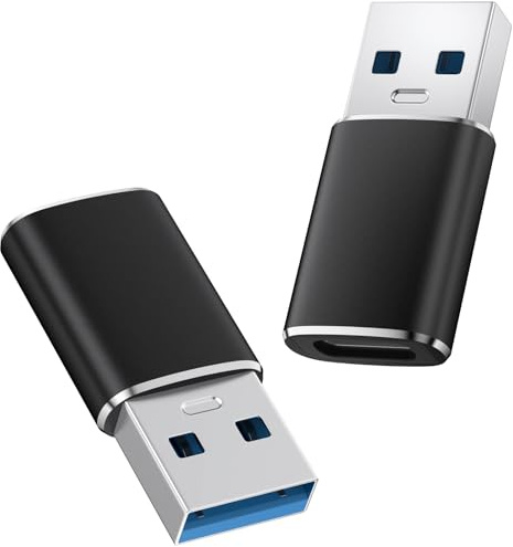 Amzpas 【2 Pezzi Adattatore USB a Tipo C, Convertitore Maschio a Type C Femmina 3.0 Compatibile con iPhone 16/15/14 Plus PRO Max CarPlay MacBook iPad (Nero)