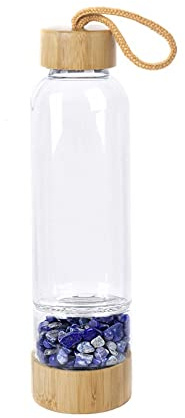 PAHION Natürliche Kristallwasserflasche Elixier-Quarz-Kristallwasser-Flasche Reisen Edelstein Glas Wasserflaschen Heilkristall Quarz Zur Herstellung Von Kristall Infundiertes Gem Wasser