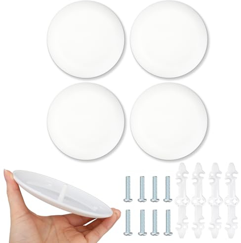 4pcs CP3540 Ceiling Cover Plate, Plastic Round Electrical Box Cover for 3-1/2 to 4 Holes Smog Detector Light Fixture Hole Concealer (White)