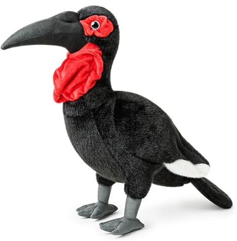 RLOMUTE Realistisches Rotgesicht-Hornvogel Plüschtier 16.5 Zoll - Weich & Kuschelig Vogel Stofftier | Gastgeschenk, Heimdekoration Schlafzimmer & Sammlergeschenk für Kinder Jungen Mädchen