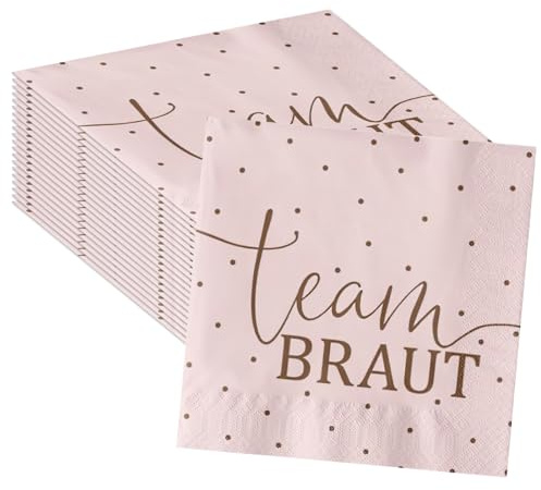 20 Stück JGA Servietten Team Braut, JGA Tischdeko, Deko Junggesellinnenabschied Frauen, JGA Deko für Jungesellinenabschied Braut