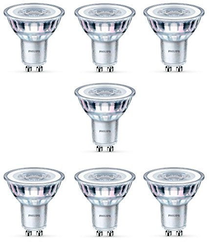 7 x Philips LED Glass 4.6w GU10 50w A+ Spot Light Bulbs Lamp 355lm - Warm White