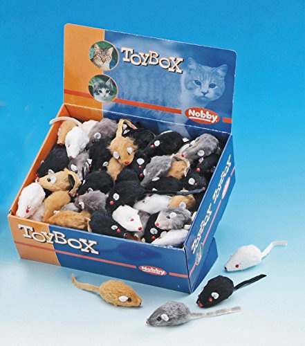 NOBBY paradise pets SMALL FAUX FUR MICE CAT TOYS X 6 FURRY MICE