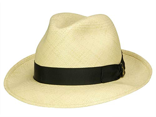 Borsalino Quito Media klassischer mittelbreiter Panamahut - Natur-Schwarz (714-3) - 62 cm