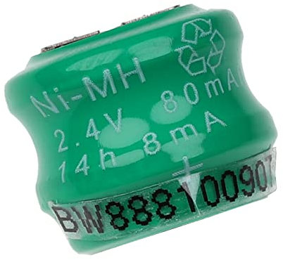 vhbw NiMH Batteria a bottone di ricambio 3 pin tipo V80H 80mAh 2,4V compatibile con batterie compatibile con modellismo, luci solari ecc.