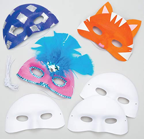 Baker Ross Lot de 8 Masques Loup Vénitien à personnaliser - Idéal comme accessoire pour déguisements
