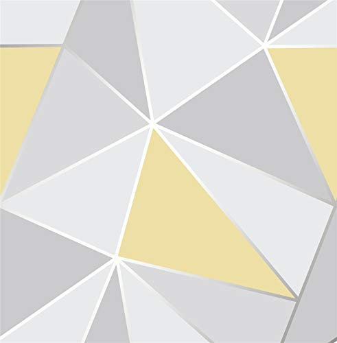 Geometric Wallpaper 3D Apex Triangle Modern Futuristic Grey Yellow Fine Decor