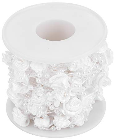 Künstliche Perlengirlande, 10 Meter lange weiße Rosenperlenkette für Hochzeitsdekoration Party Blumenschmuck Baumdeko Brautstrauß DIY Bastelprojekte