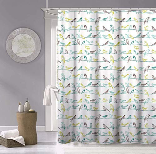 Dainty Home Birds - Tenda da doccia in 100% cotone, multicolore