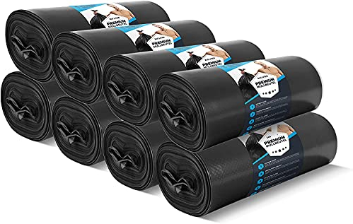 80 unidades EXTREM bolsas de basura 240 L resistentes, ocho rollos, 70 μ Profesional pesadas bolsas de basura XL negro para camping, hogar e industria, fuerte bolsas de basura en 100 cm x 125 cm LDPE