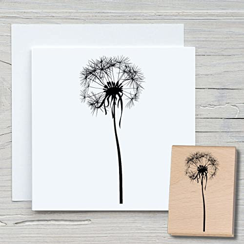 NEWSTAMPS Stempel Pusteblume 02 Motivstempel groß aus Holz & Gummi zum Karten basteln, Holzstempel, Blumen, Pflanzen, Floral, Wiese, Gräser, Scrapbook, Textilstempel, Deko, Kinder