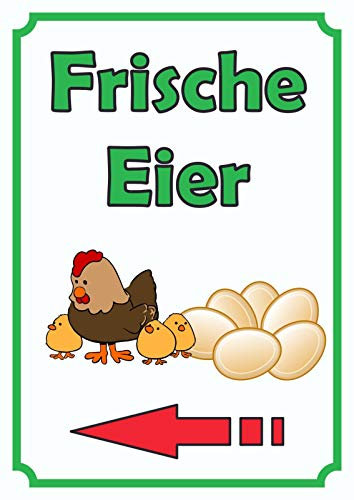 HB-Druck Verkaufsschild Schild Eier Hochkant mit Pfeil Links A4 (210x297mm)