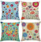 COWORK-UP 4er Set kissenbezüge 45x45cm Kissenbezug Bunte Blume Dekorative kissenhüllen für Schlafzimmer Wohnzimmer Büro Garten Sofa, Baumwolle Leinen Zierkissenbezug mit unsichtbarem Reißverschluß