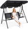 DREAMADE 3 Sitzer Hollywoodschaukel, Gartenschaukel mit verstellbarem Sonnendach, aus Metallgestell & Polyster, Schaukelbank für Terrasse, Balkon, Garten, 240 kg belastbar, 170x120x153cm (Schwarz)