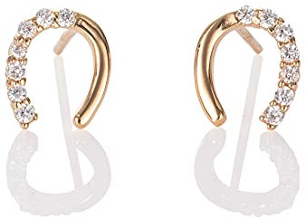 Namana Petites Boucles d'Oreilles Or - Fer à Cheval, Mini Boucles d'Oreilles Jaunes, Pierres en Oxyde Zirconium