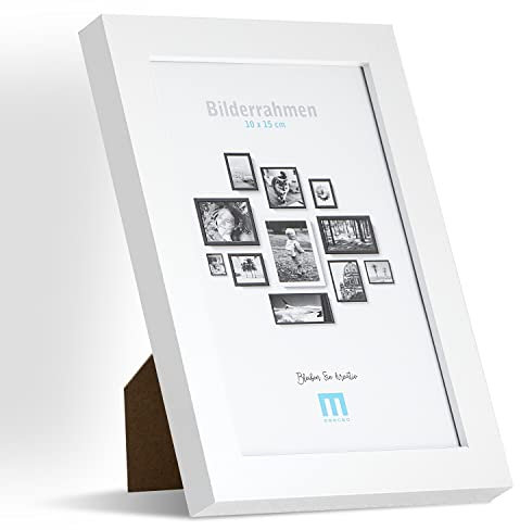 10x15cm (1Stk) in Weiß, minimalistischer & moderner Bilderrahmen für Fotos & Bilder. Inkl. Acrylglasschutz. Eignet sich als Tisch-Aufsteller und für die Wand, Hochformat oder Querformat