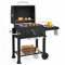 COSTWAY Holzkohlegrill mit Rädern Terrassengrill kohlegrill Holzkohle Grillwagen für BBQ Picknick, Camping und Party