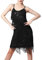 20er Jahre Kleid Frauen Damen Vintage Retro Flapper Gatsby Glitzer Pailletten Fransenkleid 1920er Hochzeit Party Charleston Kostüm Spaghettiträger Sexy Minikleid Kurz Latein Tanzkleid Schwarz M