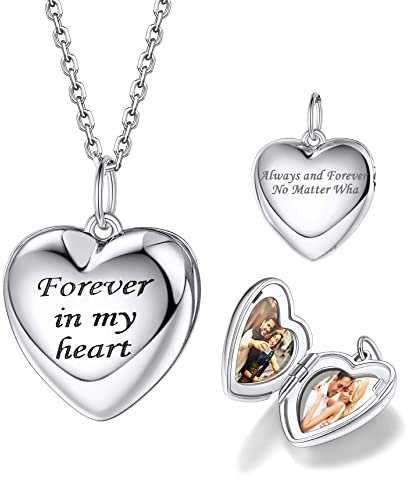 Bestyle Collana Portafoto Personalizzabile Ciondolo Portafoto Argento 925 Argento Ciondoli Personalizzabili con Foto Argento 40/45/55+ 5 cm Regolabile