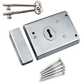 Merriway BH07756 Rim Deadlock Dead Lock, Polished Chrome, Silver