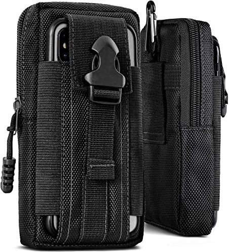 ONEFLOW Survival Case für Cubot King Kong 5 Handy Gürteltasche aus Nylon mit Karabiner, Taktische EDC Tasche mit Gürtel Halterung, Etui Handyhülle Outdoor Handytasche, Schwarz