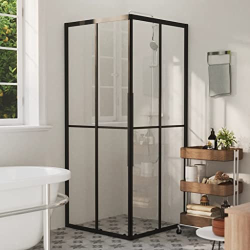 HOMIUSE Cabine de Douche ESG 80x80x180 cm Noir Ecran de Douche Matériau Stable Cabine de Douche Integrale Parois de Douche Décoration de Salle de Bain Ecran de Baignoire Facile à Assembler