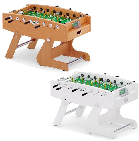 Automaten Hoffmann Tischkicker klappbar Comfort | Klappbarer u. platzsparender Turnier Kickertisch | Stangenpuffer, Kugellager, Torzählwerk, Kickerbälle | 140x75x87 cm | 65 kg | Markenqualität