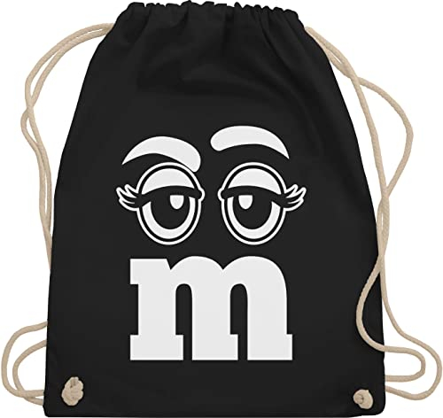 Turnbeutel Rucksack - & Fasching - Taschen - M und M Augen Karneval I Fastnacht I Fasnacht I Fasnet - Unisize - Schwarz - gym bag festival karnevalsbeutel faschings mm juterucksäcke festivaltasche