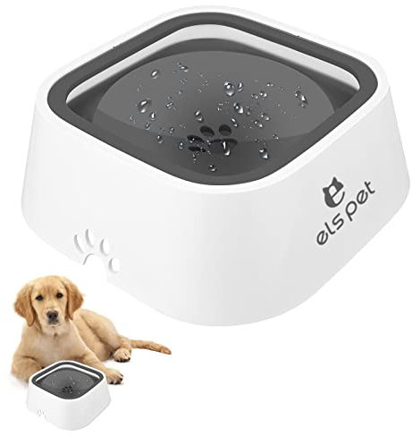 Dog Water Bowl, No Spill Splash Free Pet Floating Water Bowl Vehicle, Water 1L Large Capacity Slow Drinking Water Dispenser Carried Water Bowl, Portable Travel Water Bowl for Dog Cat Puppy Pets (Grey)