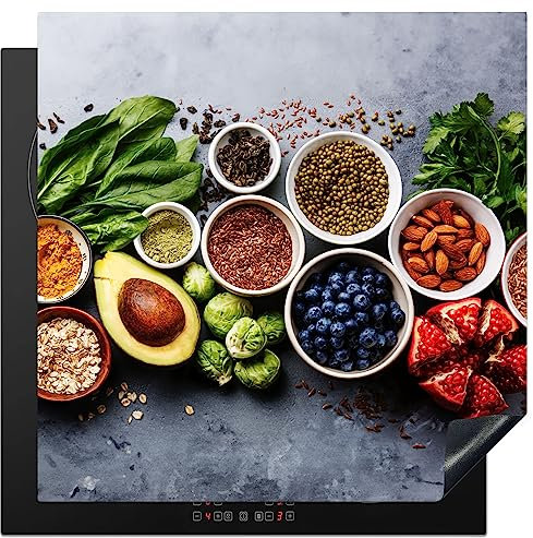 KitchenYeah© Induction Hob Protector Mat 30.7x30.7 / 78x78 cm Cooker Top Protectors Cover Ceramic Covers Electric Hobs Vinyl Fruit - Concrete - Vegetables