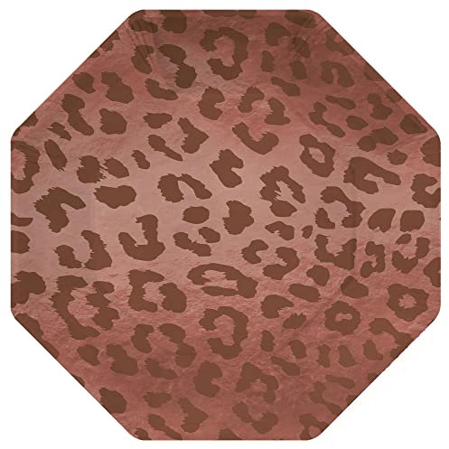 Amscan Speiseteller in Rotgold, Leopardenmuster, metallisch, achteckig, 10 (20 Stück) Teller, 25,4 cm
