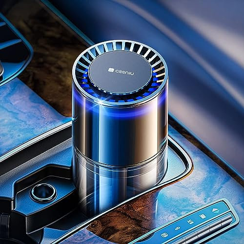 Ceeniu Auto-Lufterfrischer CF3, 135ml Französischer Naturduft, Hält 4-8 Monate, Unterstützt DIY, Leises Stimmungslicht, Einstellbare Konzentration, Auto Ein/Aus, Eingebauter Akku,Samtige Vanille