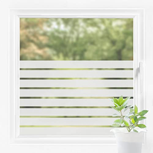 Bilderwelten Fensterfolie Sichtschutz Streifen Muster 100 x 120 cm Milchglasfolie Sichtschutzfolie Fenster Folie Blickdicht Anti-UV Statisch Haftend Querformat