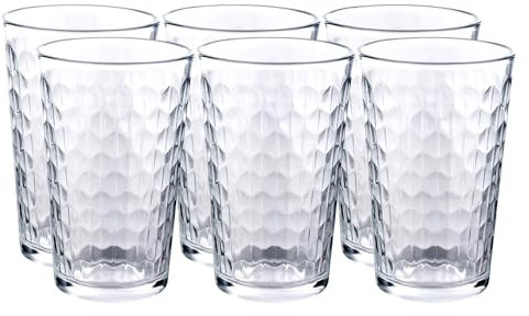GRÄWE 6er Set Longdrinkgläser, Wasserglas 200ml, Spülmaschinengeeignet, Trinkgläser gemustert, Gläser für Cocktails