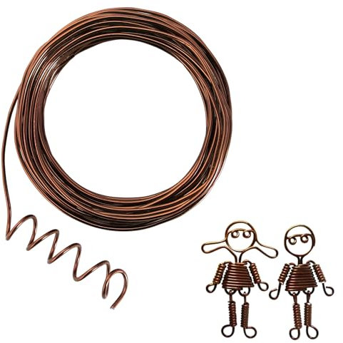 15.5 Metros de Alambre de Aluminio, Color Cobre, 1mm de Espesor, Alambre para Escultura, Alambre Doblable de Metal para Esqueletos de Muñecas y Manualidades