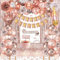 GYESXYW Geburtstagsdeko, Rosegold Party Deko Set mit Happy Birthday Banner, Schärpe und Geburtstagskrone, Konfetti Luftballons, Tischdecke, Vorhang, Pompons Deko für Frauen Mädchen Geburtstag Deko