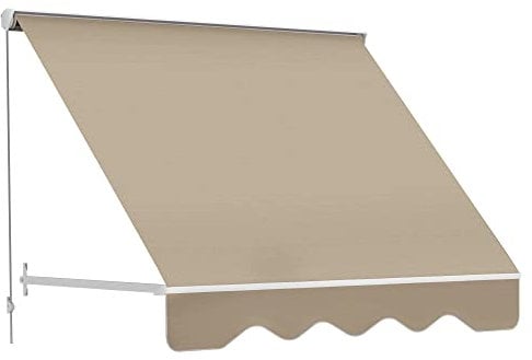 Outsunny Toldo Manual Retráctil de Aluminio Toldo para Exterior Toldo de Balcón Ángulo Ajustable Impermeable Anti-UV Tela de Poliéster 180x70cm Beige