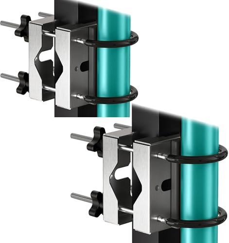 Menz Sonnenschirmhalter Balkongeländer, 2er Set - Edelstahl Schirmhalterung Balkongeländer als kompakter Sonnenschirmständer Balkon, flexibel montierbare Sonnenschirm Halterung Balkon