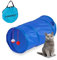 Relaxdays Katzentunnel faltbar, BxD: ca. 50x25 cm, Katzenröhre mit Spielzeug & Tasche, interaktiver Spieltunnel, blau