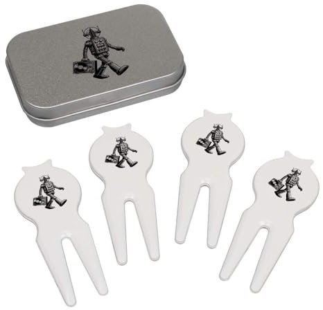 Azeeda 'Robot with Record Deck' Golf Divot Tool/Repair Fork Gift Set (GO00061295)