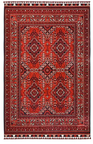 Artistry Home Tapis Afghan Rouge Lavable en Machine Antidérapant Salon Chambre à coucher Traditionnel (120 cm x 180 cm)