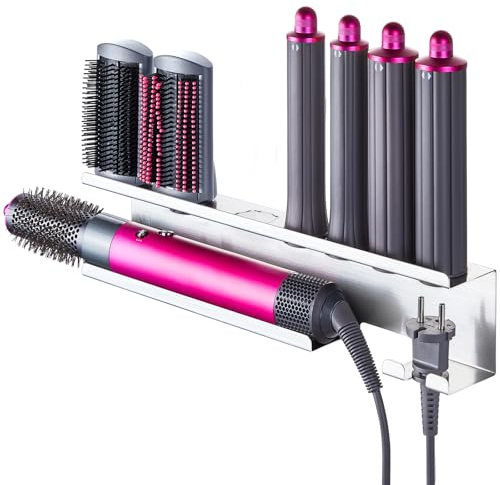 LOXSUN Föhnhalter Wand Ohne Bohren, Glätteisen Halterung, Aufbewahrungshalter für Lockenstab Zubehör,Fönhalterung Wandhalterung Stand, Halter für Haarglätter Haartrockner Halterung